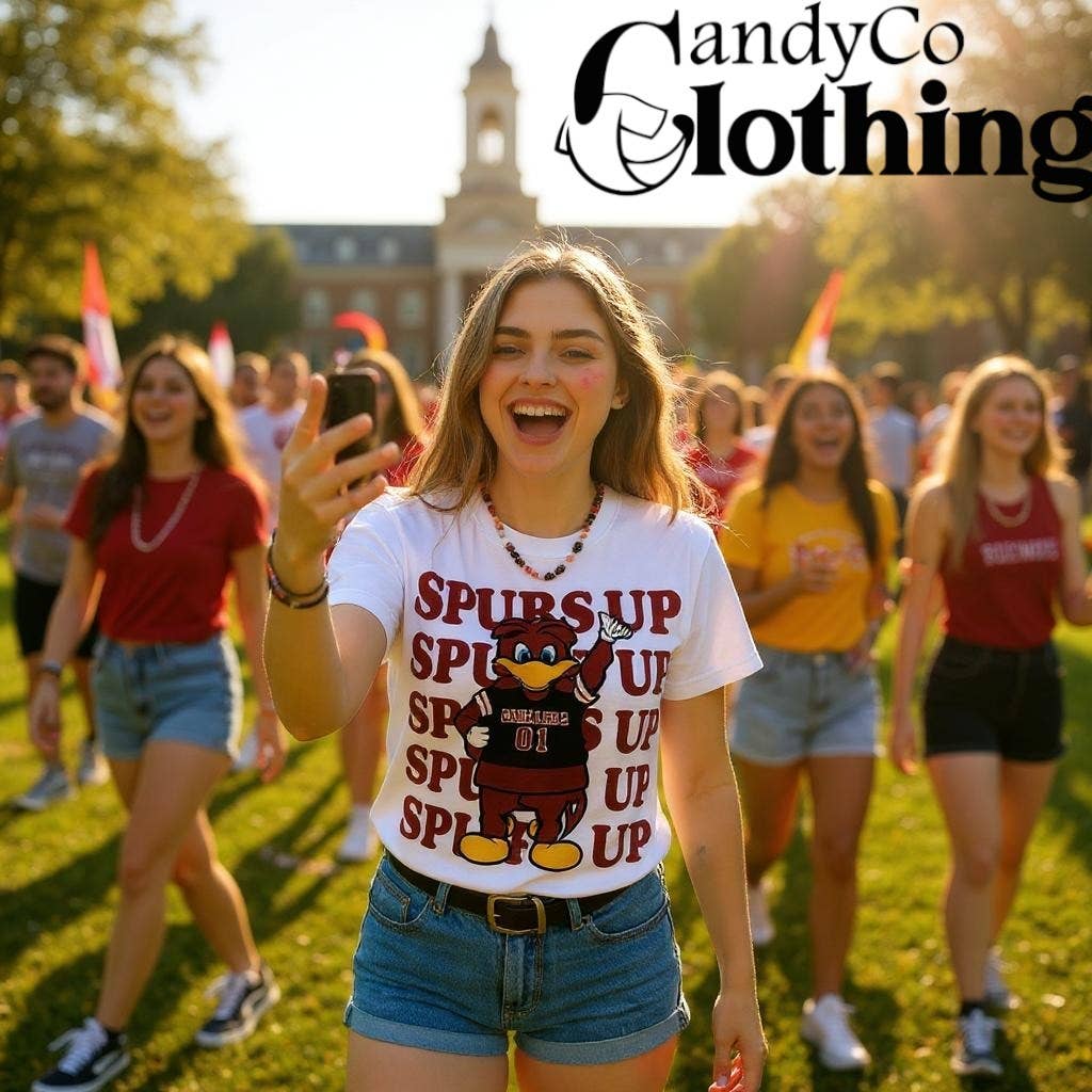 The Candy Collections - Venta al por mayor Camiseta serigrafiada - Mujer - Camiseta gráfica Spurs Up otoño festivo fútbol americano Gamecocks