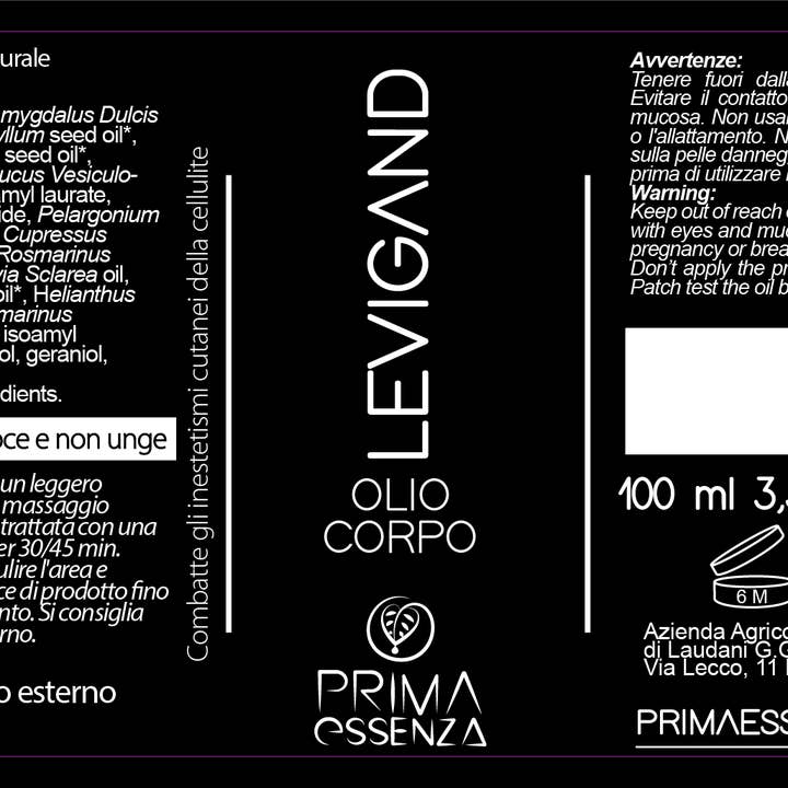 Prima essenza - Wholesale Bath/Body Oil - Levigand body oil 100Ml.2