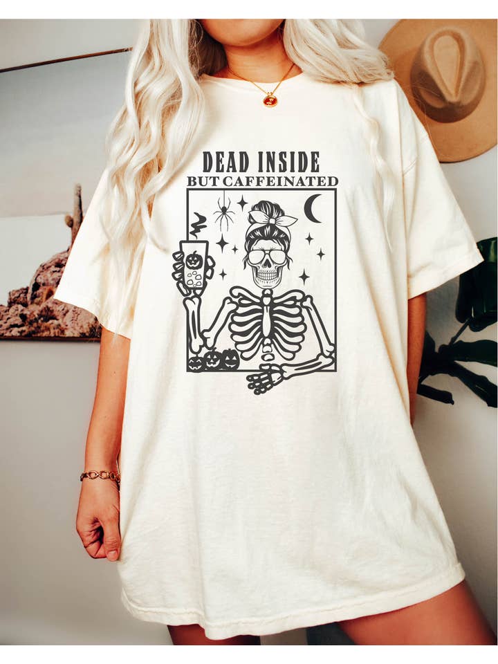 Bash - Wholesale Tunic - Women's - Dead Inside but Caffeinated, Halloween T Shirts