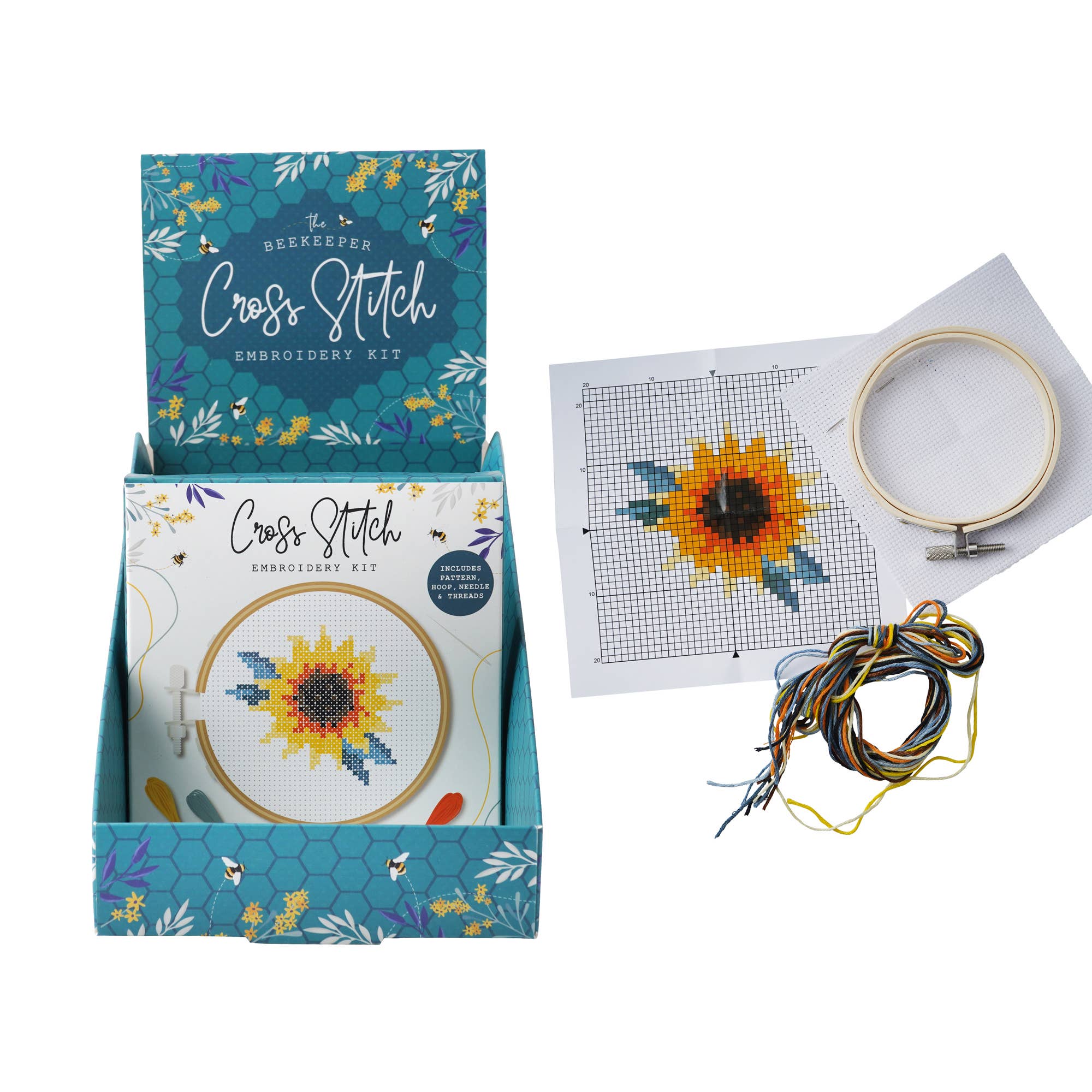 CGB Giftware – Kit de costura artesanal por atacado – Kit de Ponto Cruz The Beekeeper Sunflower Design 1