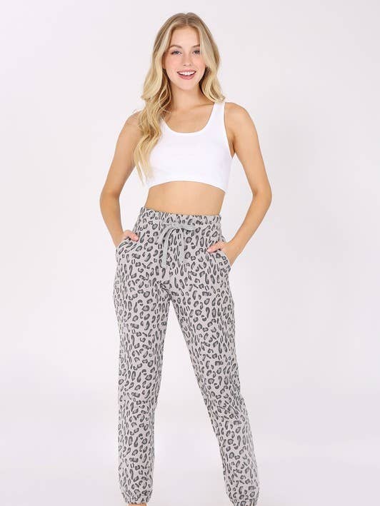 High Waist Animal Print Fleece Sweatpants for wholesale by Newself Collection