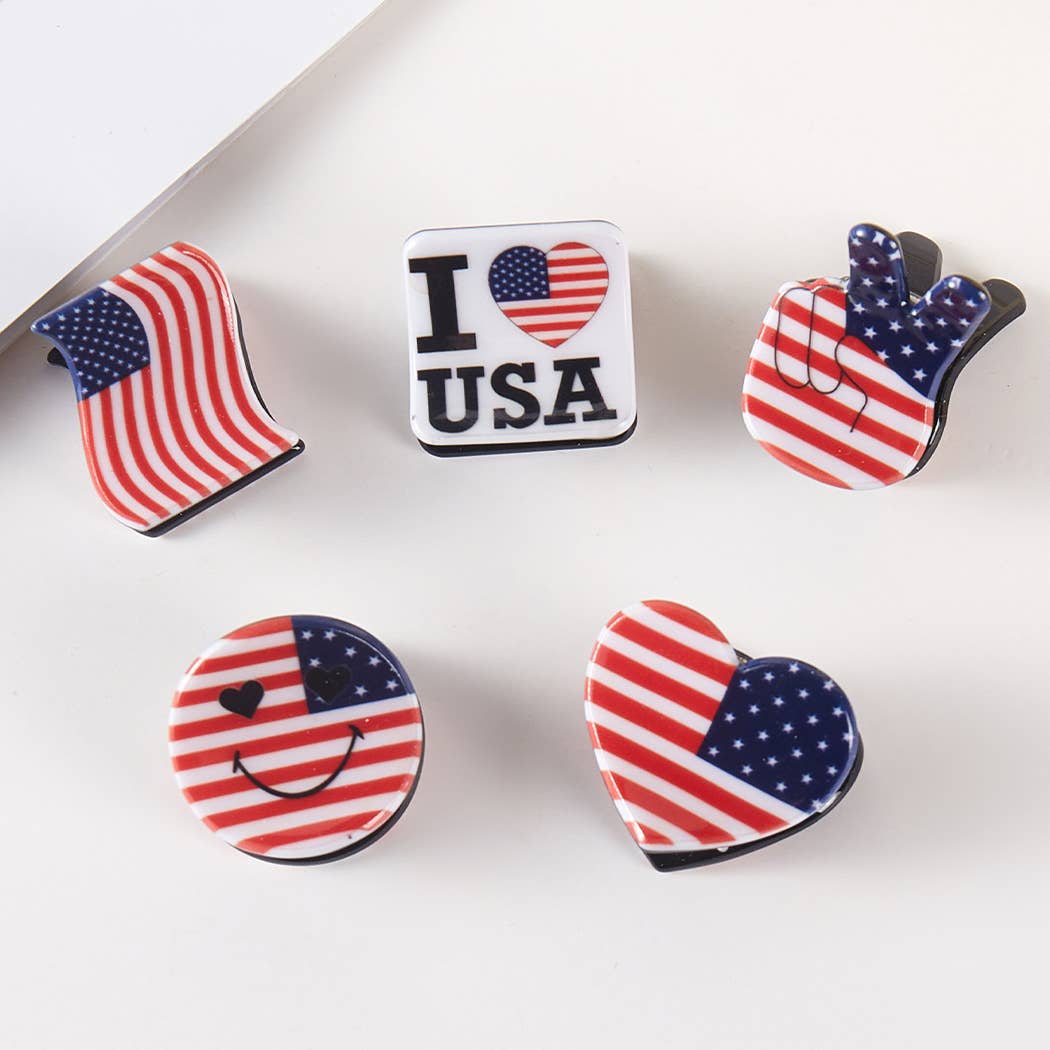 US Flag Emoji Assorted Mini Claw Hair Clip Set for wholesale on Faire3