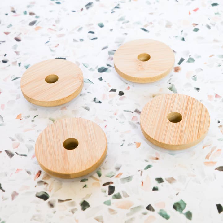 Tampa de vidro de lata de bambu por atacado de Totally Tina Co.