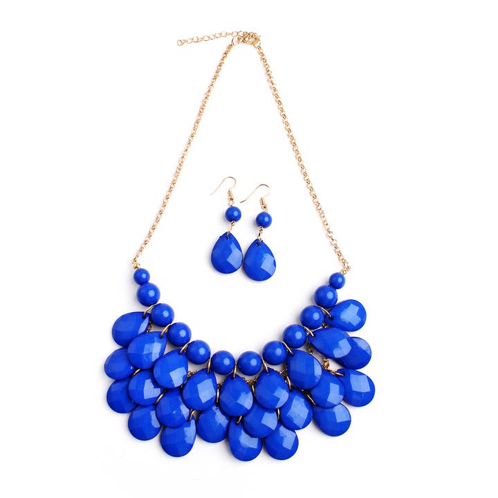 MYS Wholesale Inc - Wholesale Jewelry Set - Teardrop Bubble Bib Necklace And Earring Set for Women