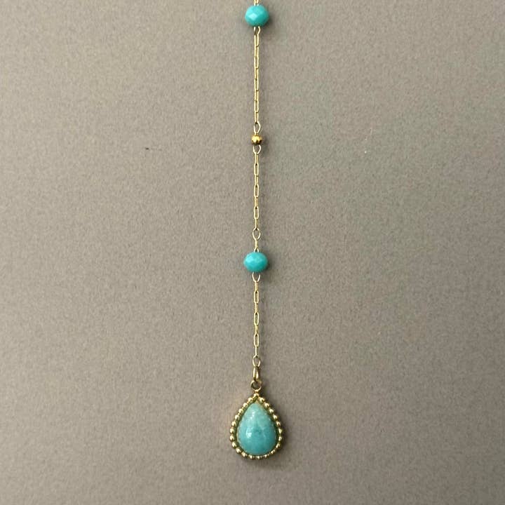 Cassette Barcelona - Wholesale Y-Neck/Lariat Necklace - Calmera Fineline Necklace w Mineral Stones1