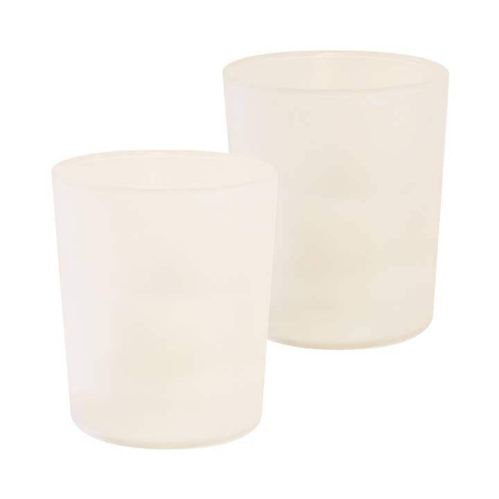 LumaBase - Wholesale Flameless Candle - Battery Operated Glass LED Candles, Frosted - Set of 2