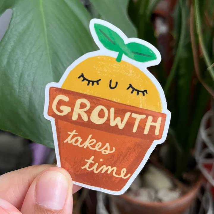 Growth Takes Time Vinyl Sticker for wholesale by Avé Rivera Studio