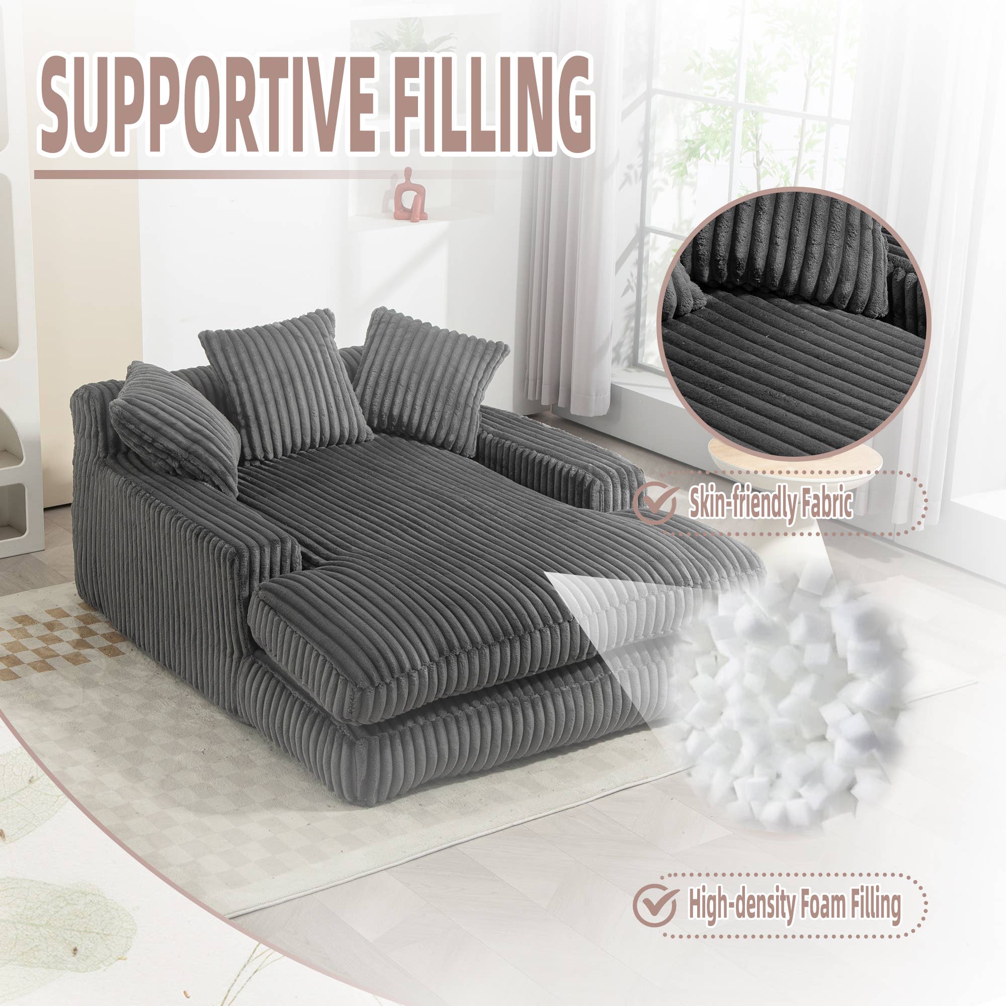 HOMYCASA DESIGN INC - Wholesale Sofa - Convertible lazy Sofa Bed with Adjustable Backrest5