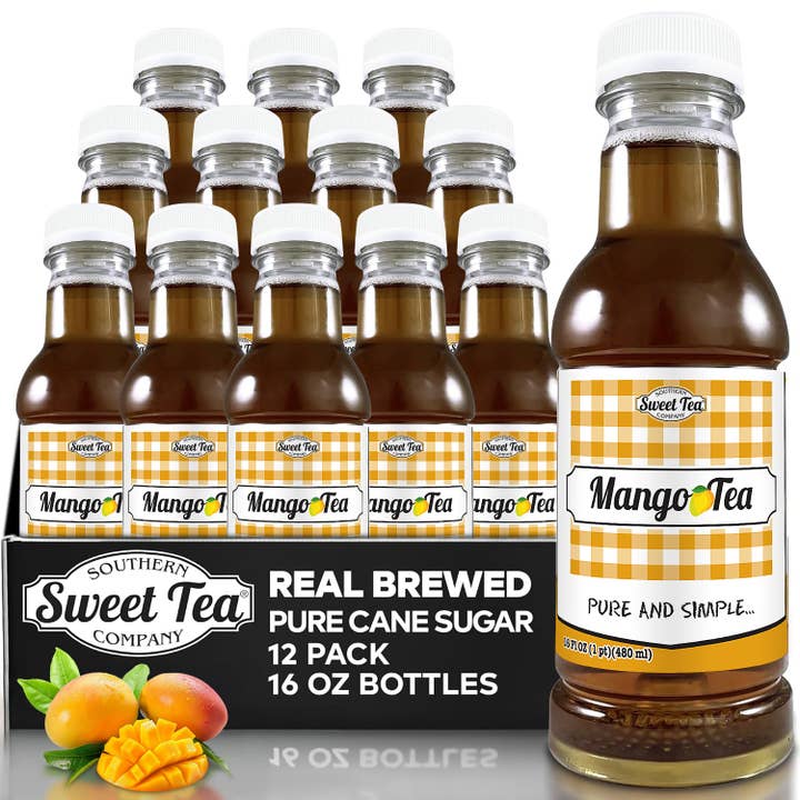 Mango Sweet Iced Tea - Real Brewed Black Tea - 12 Pack (16oz) for wholesale by Southern Sweet Tea Company