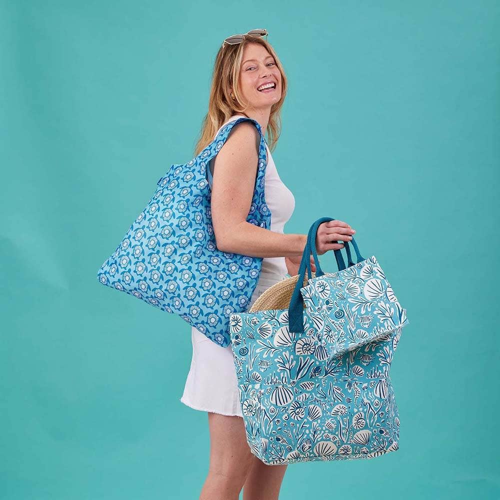 rockflowerpaper – wholesale Grocery/shopping bag – Turtles blu Reusable Shopping Bag7