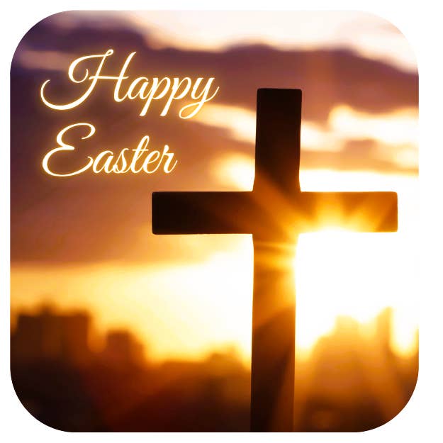 Faith Coaster: Vrolijk Pasen met Cross voor wholesale door Ron Knight Entertainment, LLC