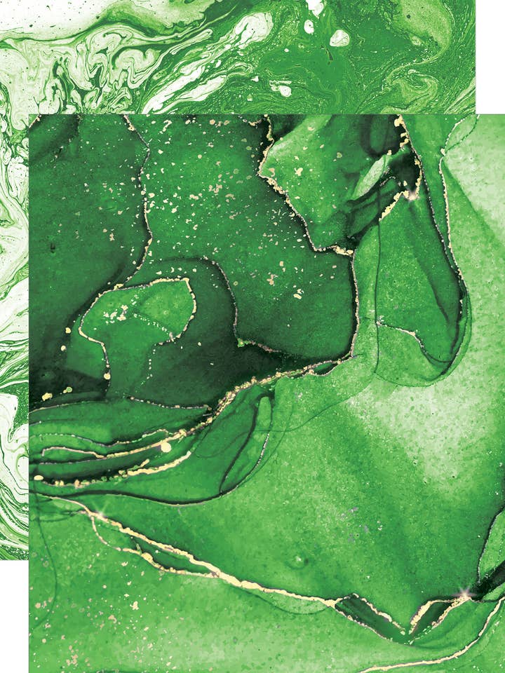 Papel Marmoreado Verde em Aguarela 12 x 12 por atacado de Paper House Productions