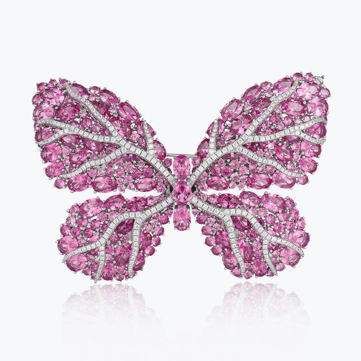 Dissoo® Ring und Brosche in Schmetterlingsform, Taubenblut, Rubin für den Großhandel von Dissoo