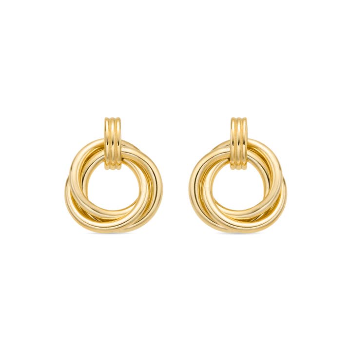 Pendientes Luxenter de Plata de Ley 925 y Circonita Brillante acabado oro amarillo de 18k - Uless para venta al por mayor de Luxenter