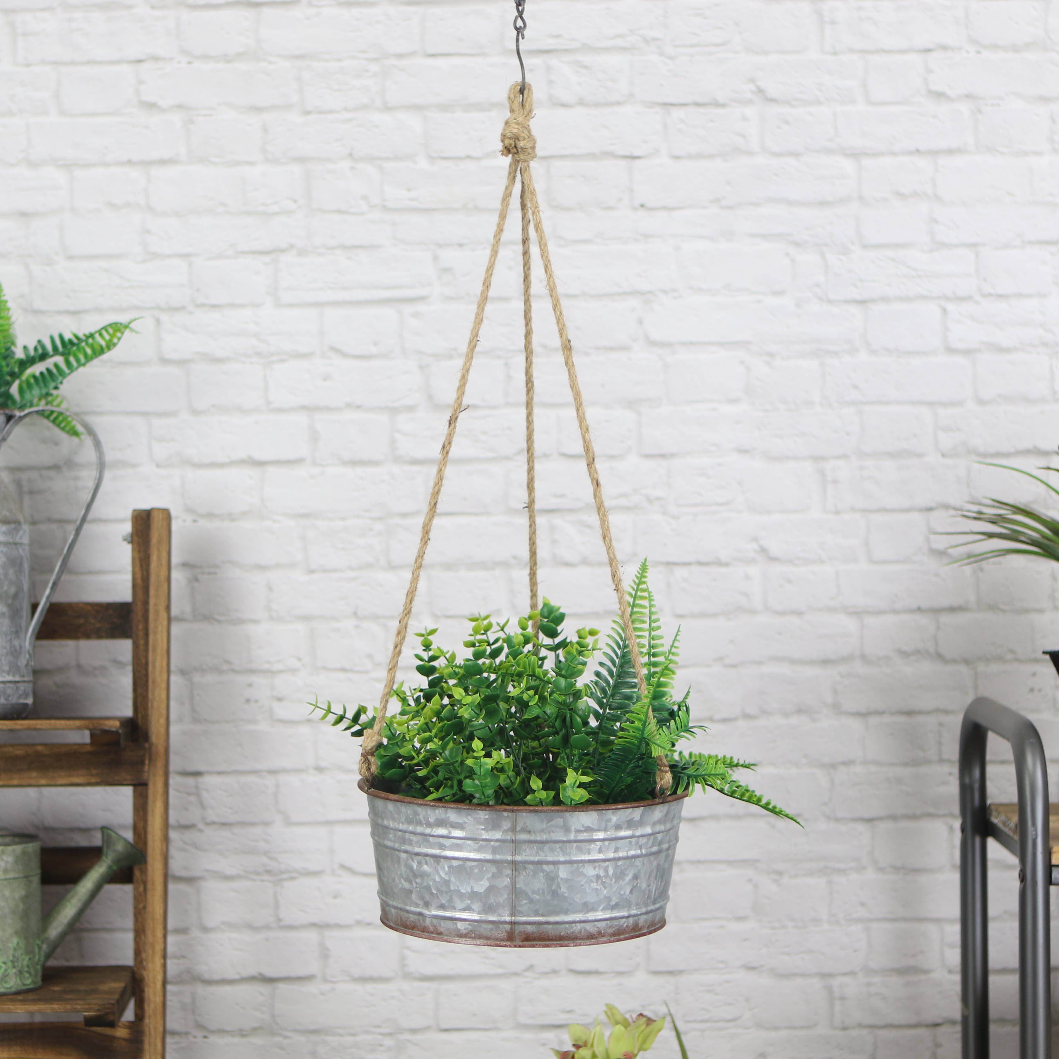 Cheungs Home Decor - Wholesale Hanging Planter - Inara Round Galvanized Hanging Metal Planter4