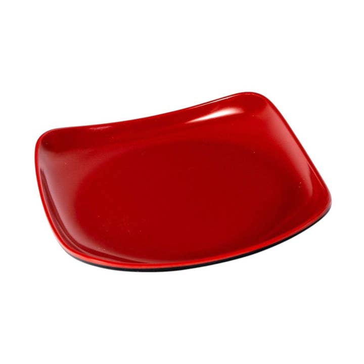 6"L Square Plate Red Black Melamine Series (25/100) for wholesale by Urban Tokyo