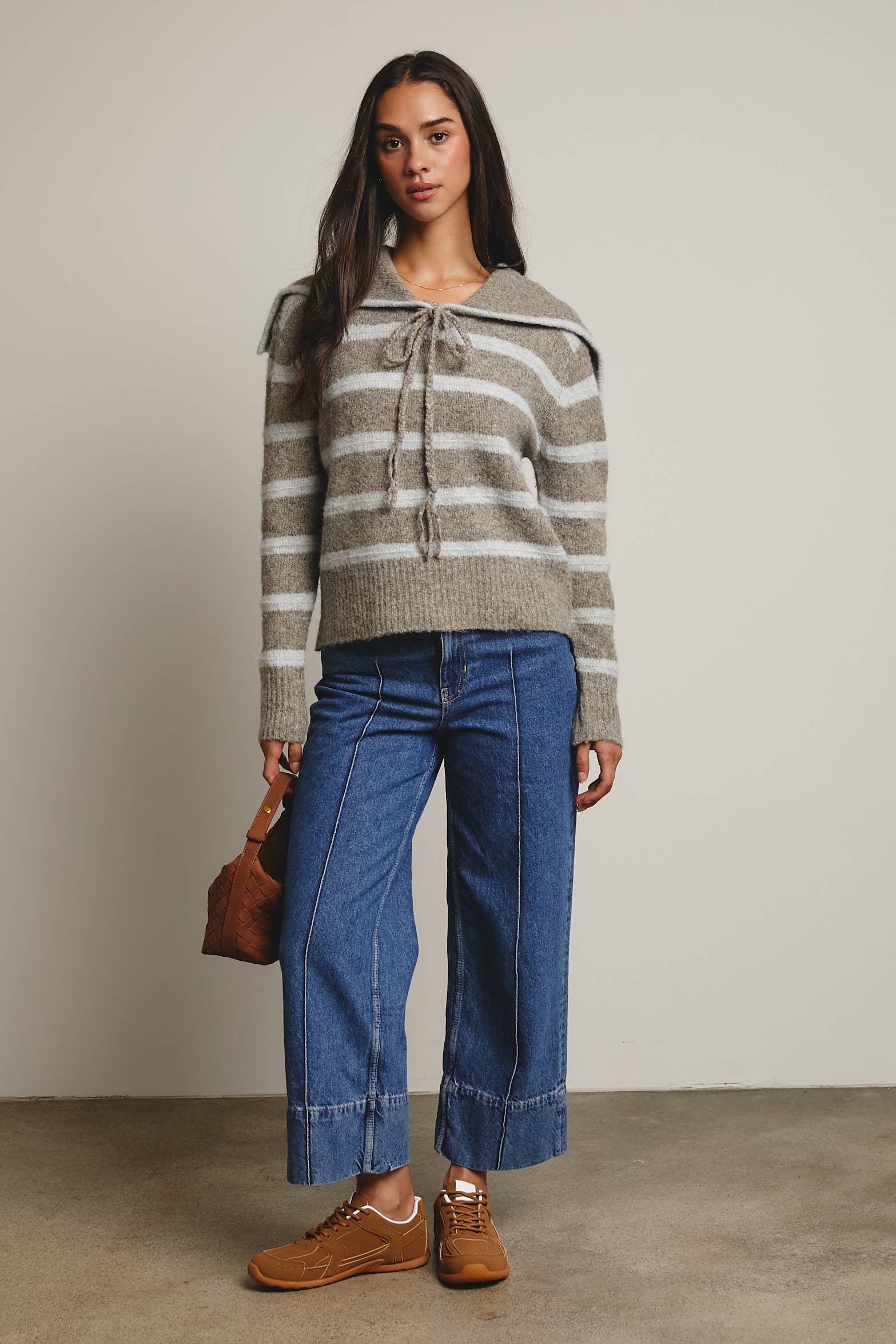 Forte - Wholesale Knit Sweater - Women's - Striped Sailor Collar Knit Sweater FSW001229