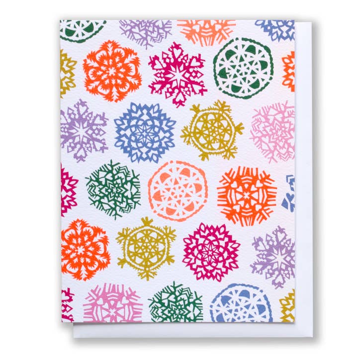 Tarjeta navideña Neon Bright Snowflake Flurries para venta al por mayor de Banquet Workshop