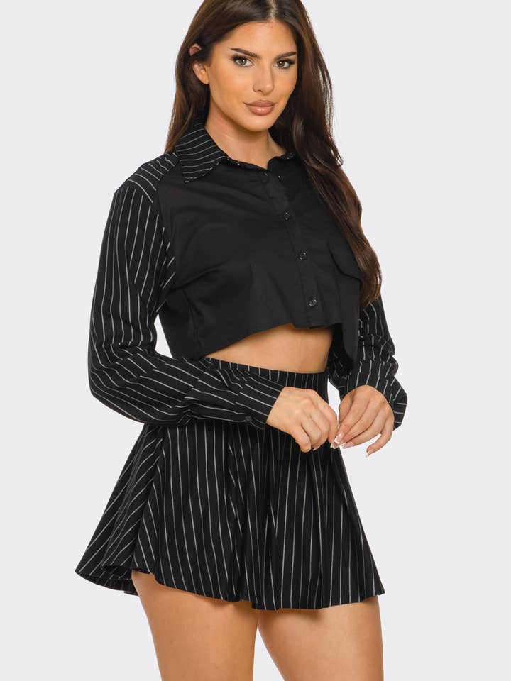 Julia by LoveJ - Wholesale Top & Skirt Set - Women's - Oversized Out Pocket Shirts Top And Skirt Set  6