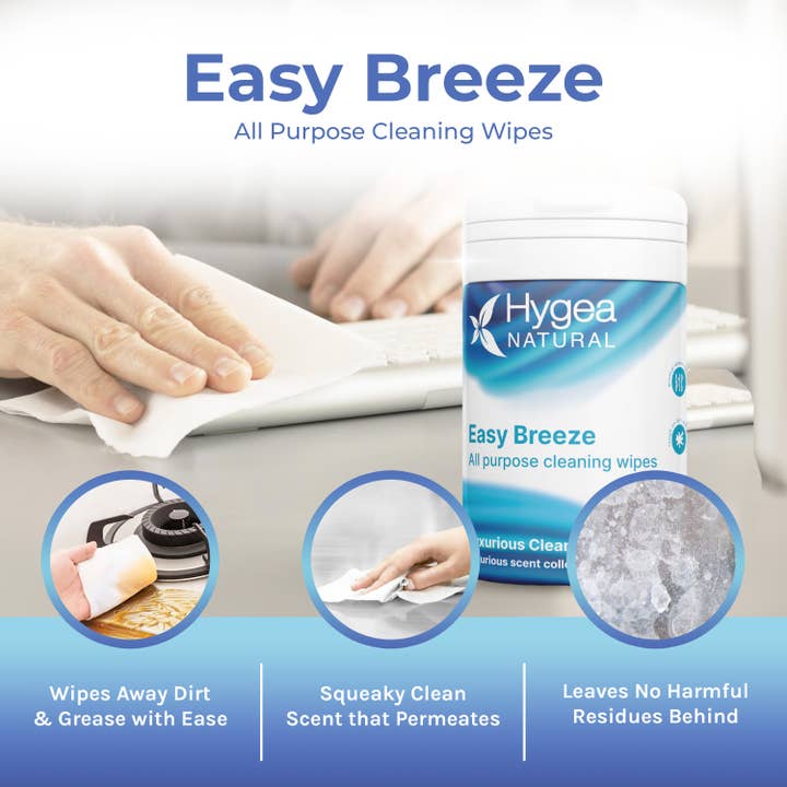 Hygea Natural - Wholesale Multi-Surface Cleaner - EasyBreeze All Purpose Cleaning Wipes - Biodegradable Bamboo1