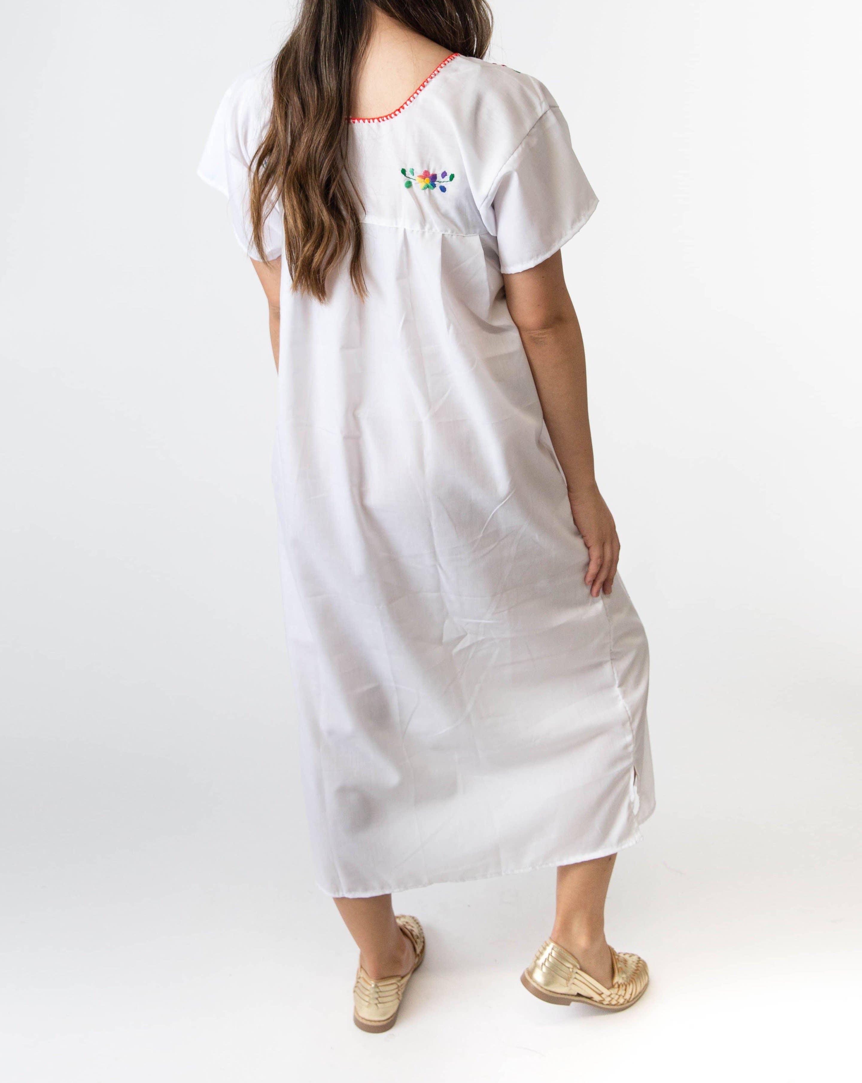 SIDREY - Venta al por mayor Vestido - Mujer - Vestido tradicional mexicano blanco hecho a mano, disponible en todas las tallas1
