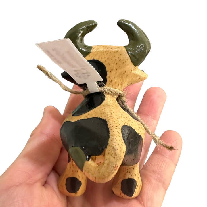 Music Frog Co - Wholesale Decorative Figurine - Handmade Wooden Farm Cow Decoration Figurine6