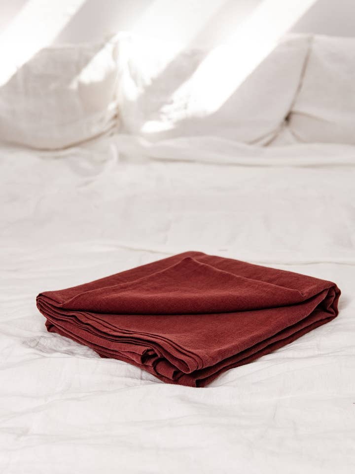Linen flat sheet in Terracotta for wholesale by AmourLinen
