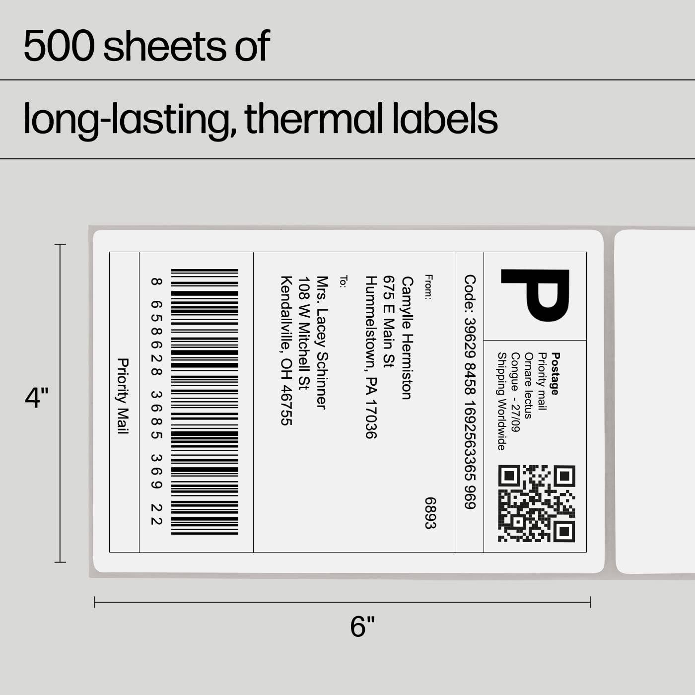 HP - Wholesale Gift Tag Label - HP Direct Thermal Shipping Labels Multipurpose Thermal Label22