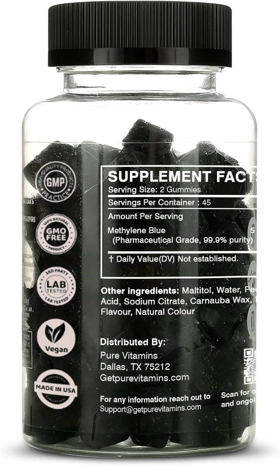 pure Vitamins - Wholesale Oral Supplement/Vitamin - Pure Vitamins Methylene Blue Gummies, Anti-Aging, 90ct - 5mg4
