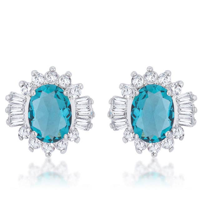Chrisalee 3.3ct Aqua CZ Rhodium Classic Stud Earrings for wholesale by JGoodin