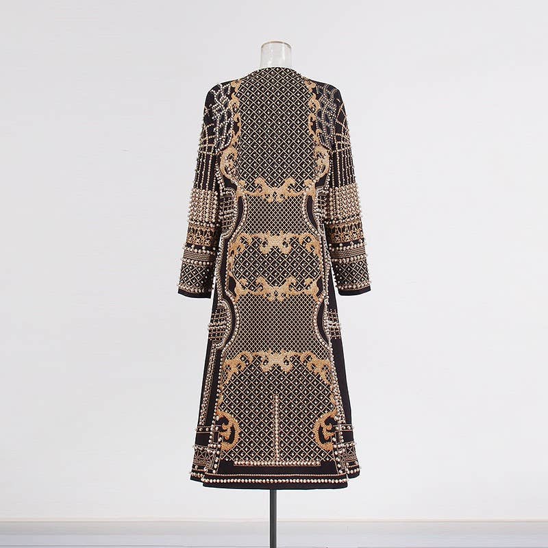 Color as pictures CT95 Beaded V-Neck Long-Sleeve Trench Coat for Women for wholesale on Faire4