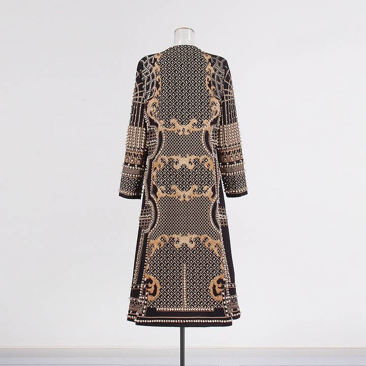 Color as pictures CT95 Beaded V-Neck Long-Sleeve Trench Coat for Women for wholesale on Faire4