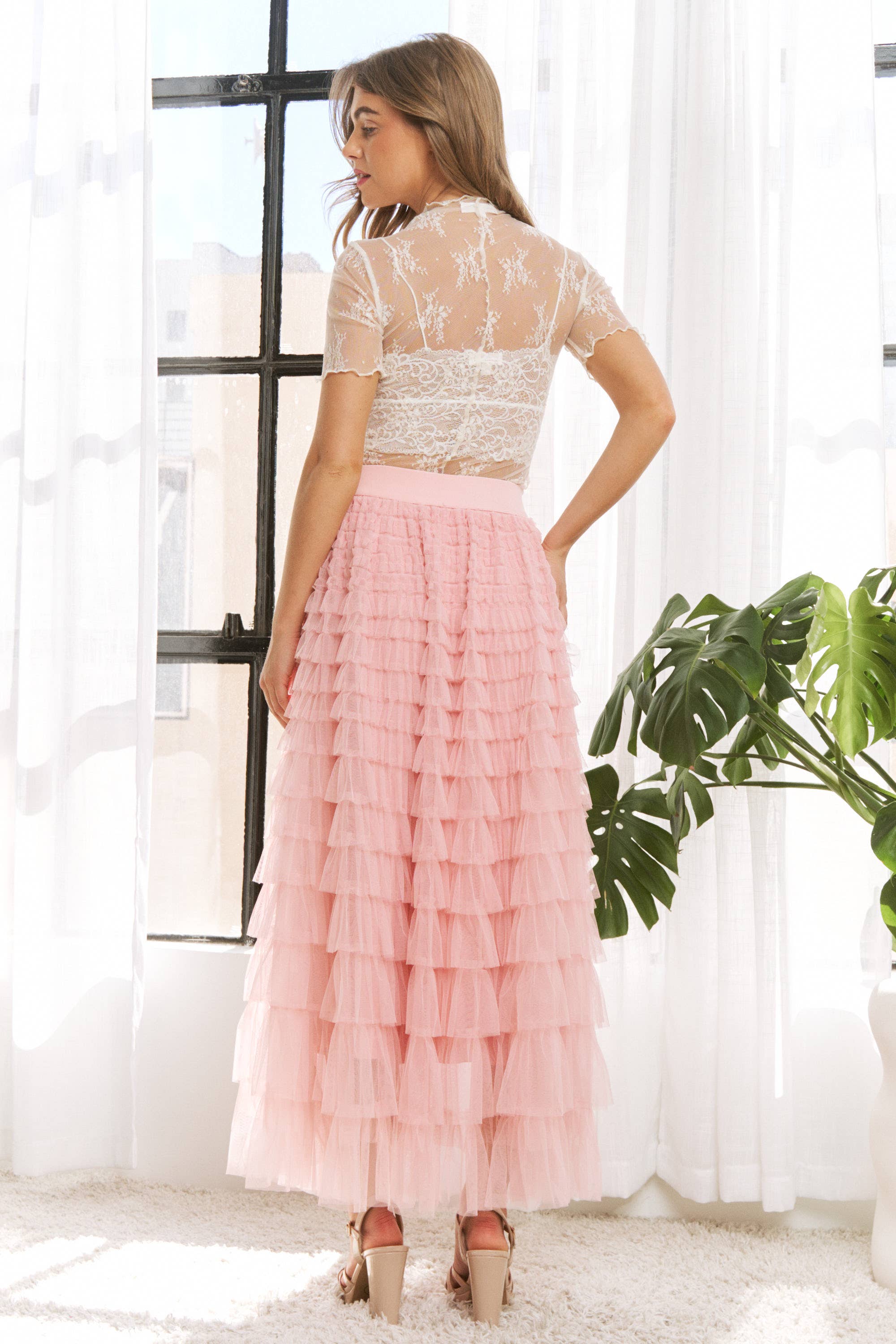 Sweet Generis - Wholesale Skirt - Women's - CASCADING TULLE MESH TIERED MAX SKIRT18
