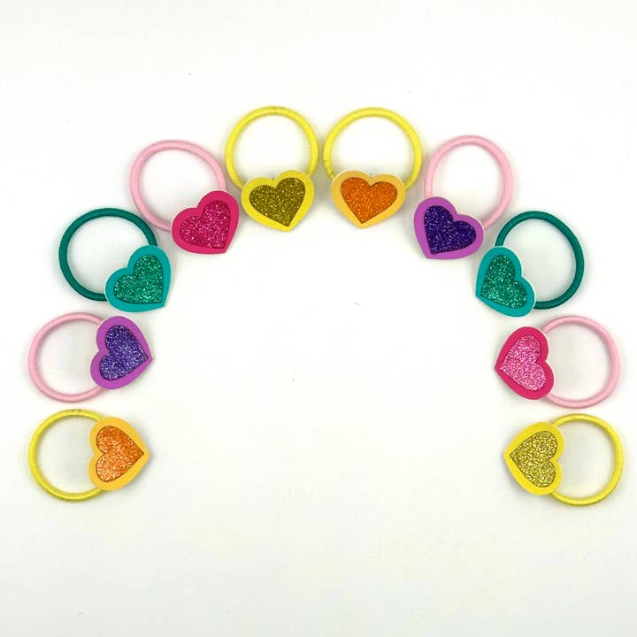 Bluebell Petite - Wholesale Hair Tie - Kids - Heart Glitter Hair Ties4