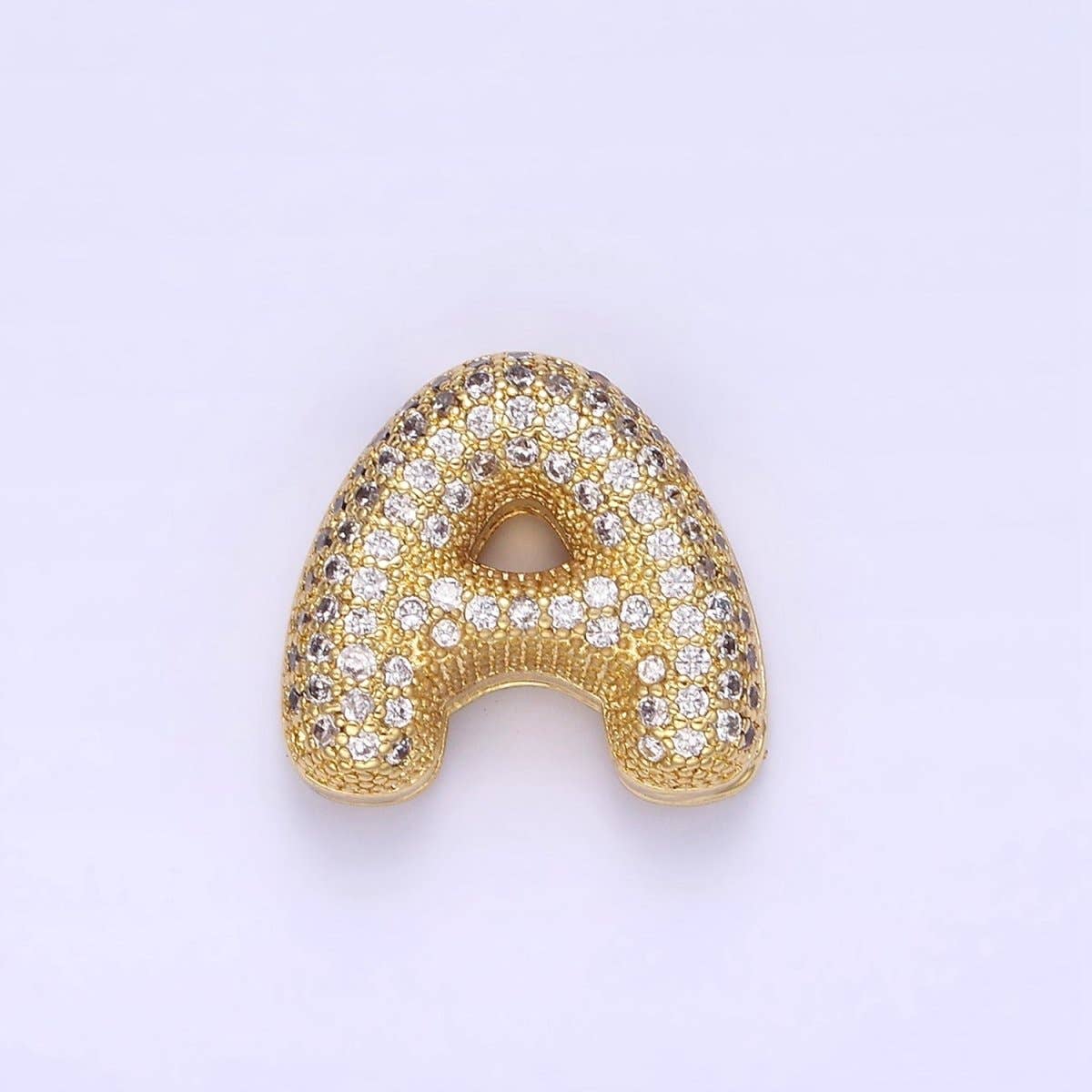 Aim Eternal – wholesale Individual charm/pendant – 14K Gold Filled 15mm Micro Paved Balloon Bubble Initial Letter Pendant | A1171-A11830