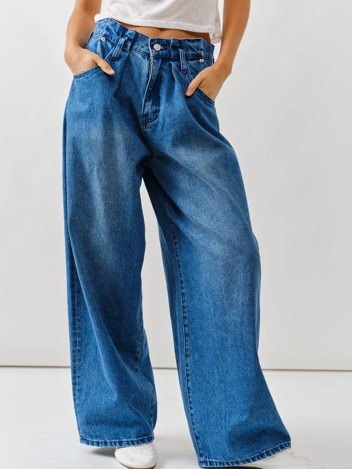 AJP5087 EXTENSION WAIST SOFT DENIM WIDE LEG JEANS for wholesale by Aaron & Amber