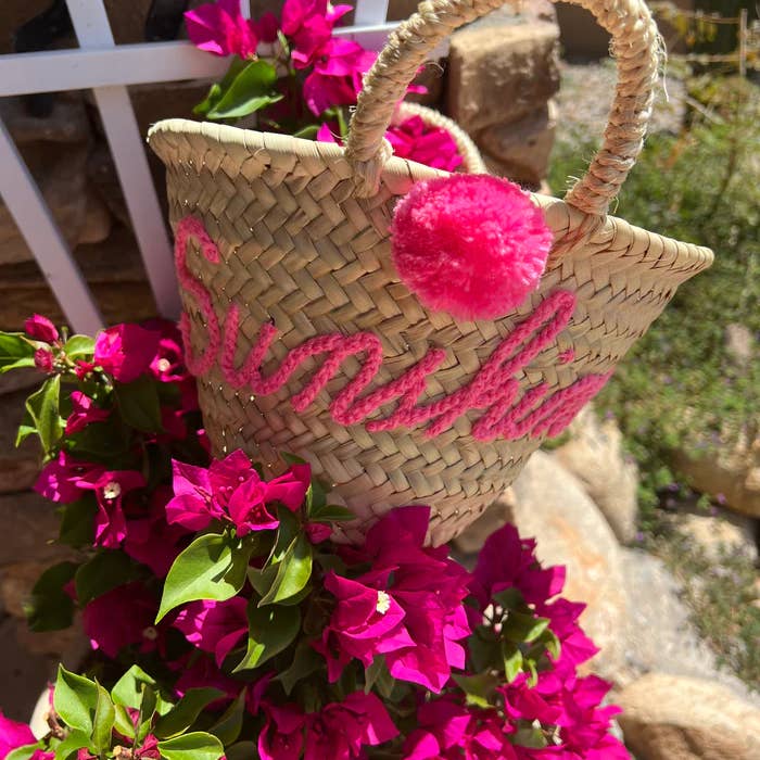 MIRAMAR Store – Saco de praia por atacado – Mini Bolsa de Palha - Cesta de Vime Personalizada Tamanho Bebé PomPomP's