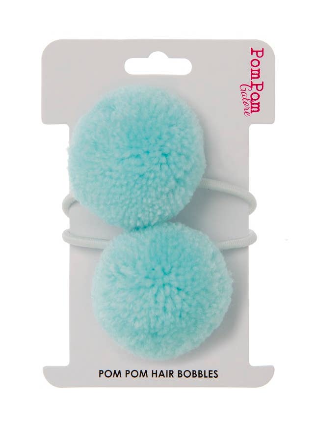 Pom Pom Hair Ties Light Blue set of 2 for wholesale by PomPom Galore