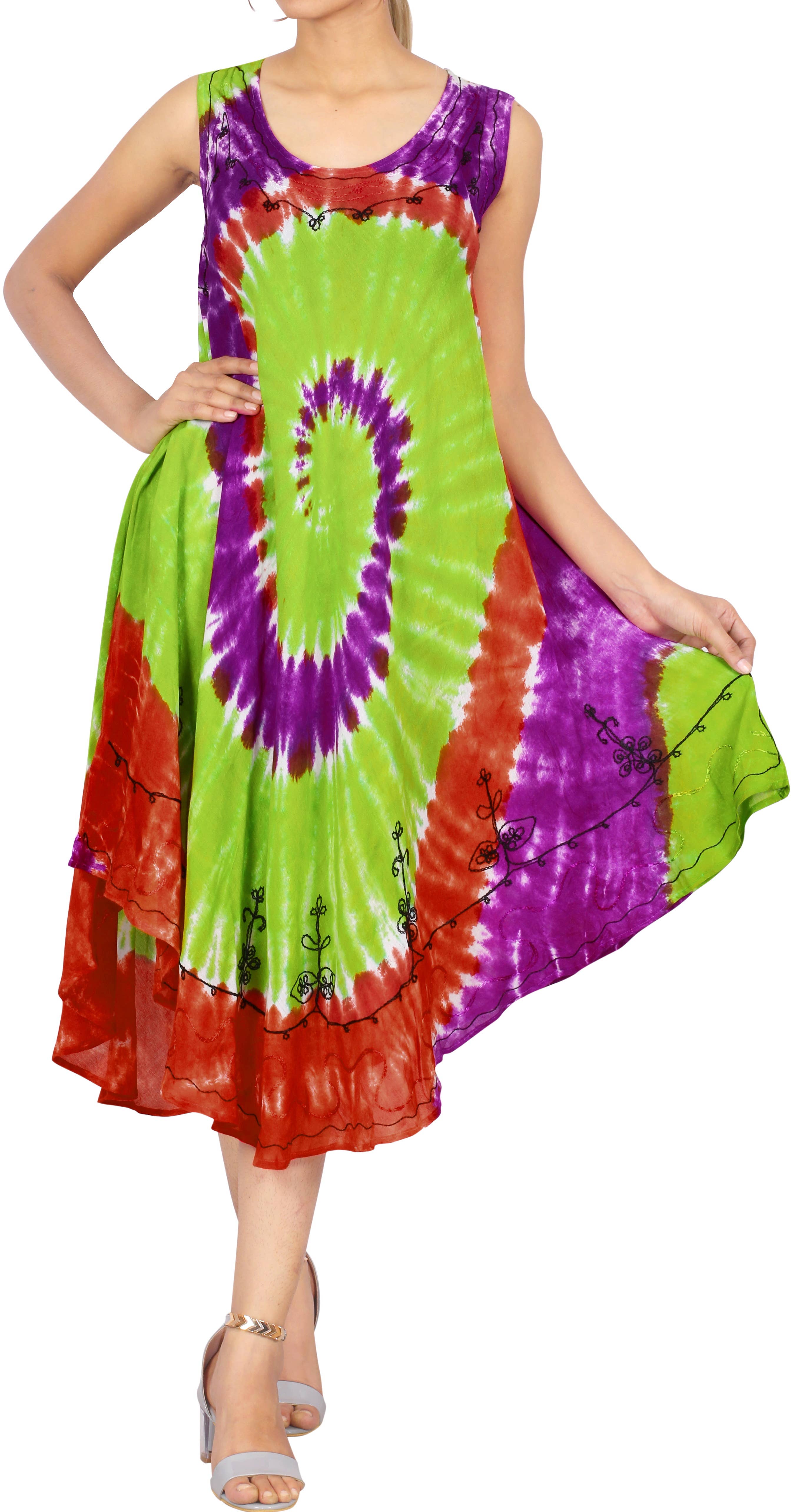 Multicoloured Women's Plus Size Loose Spiral Tie Dye Dress Large-X-Large for wholesale on Faire