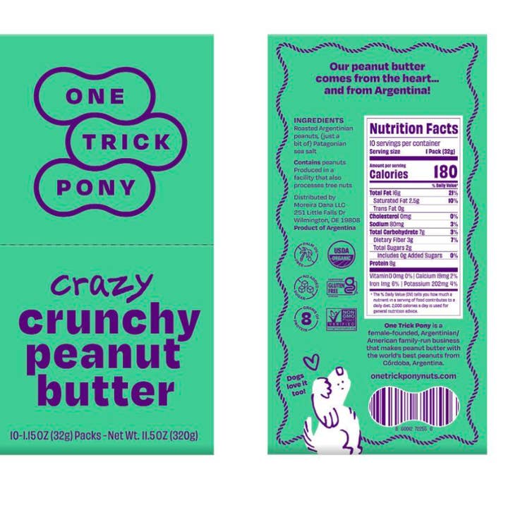One Trick Pony - Wholesale Nut Butter - Single Serve Peanut Butter Packets - Box of 10 Kinda Crunchy4