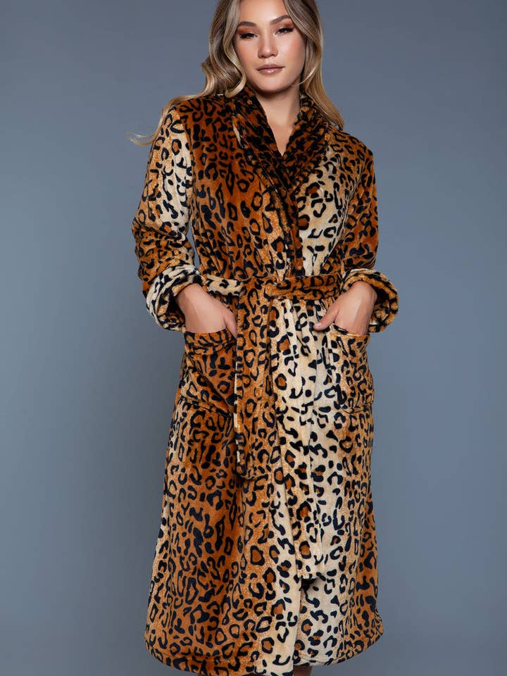 LEO 2071 Leopard Plush Robe for wholesale on Faire