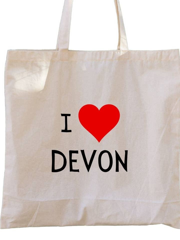 Second Ave lærred Tote taske Rød I Heart Love Devon for engroshandel hos Second Ave Gift Company