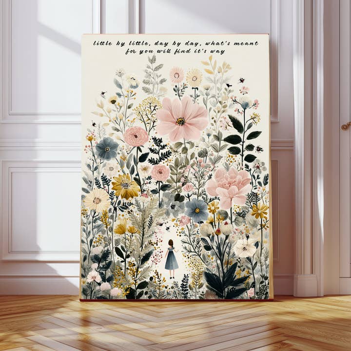 Flower Fairytale Quote "Little by Little" Art Print for wholesale by Kumo Art Prints