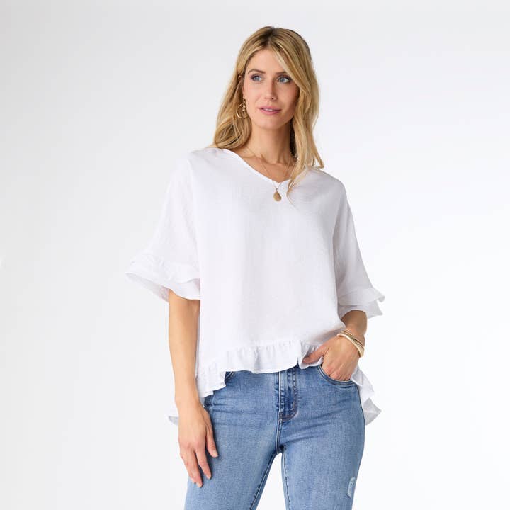 COCO + CARMEN - Wholesale Blouse - Women's - Carley Flowy Top with Ruffle