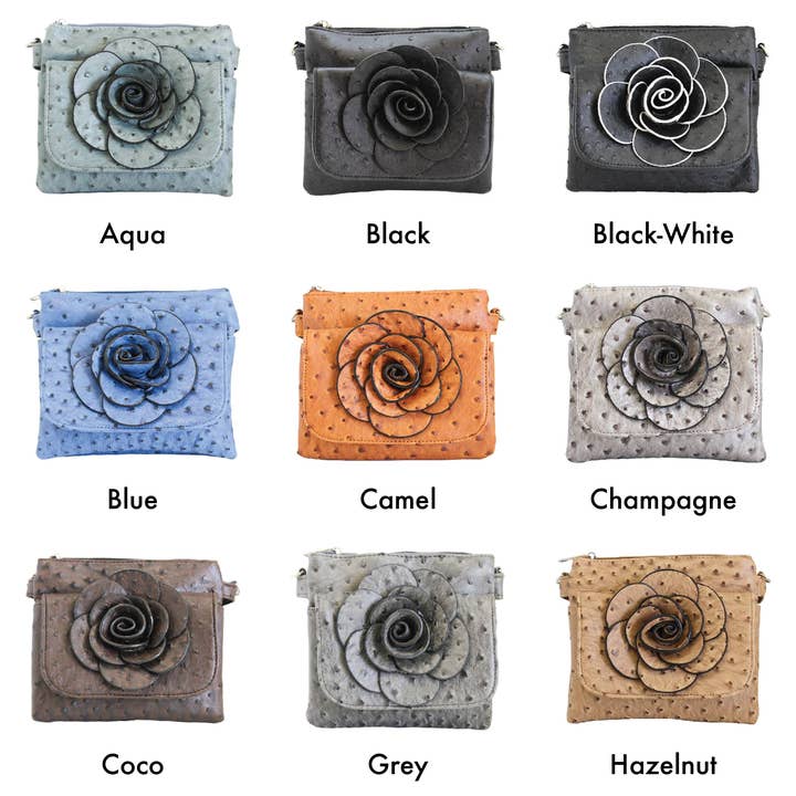 22 Tote - Wholesale Crossbody Bag - Women's - Floral Ostrich Crossbody Bag15