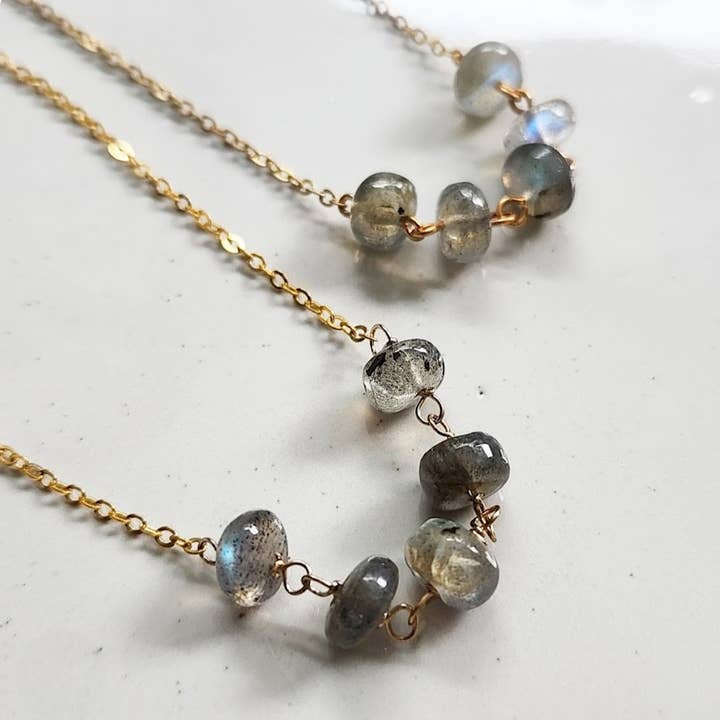 Colar de Contas de Labradorite Arco-Íris Natural por atacado de Sara Sela Jewelry