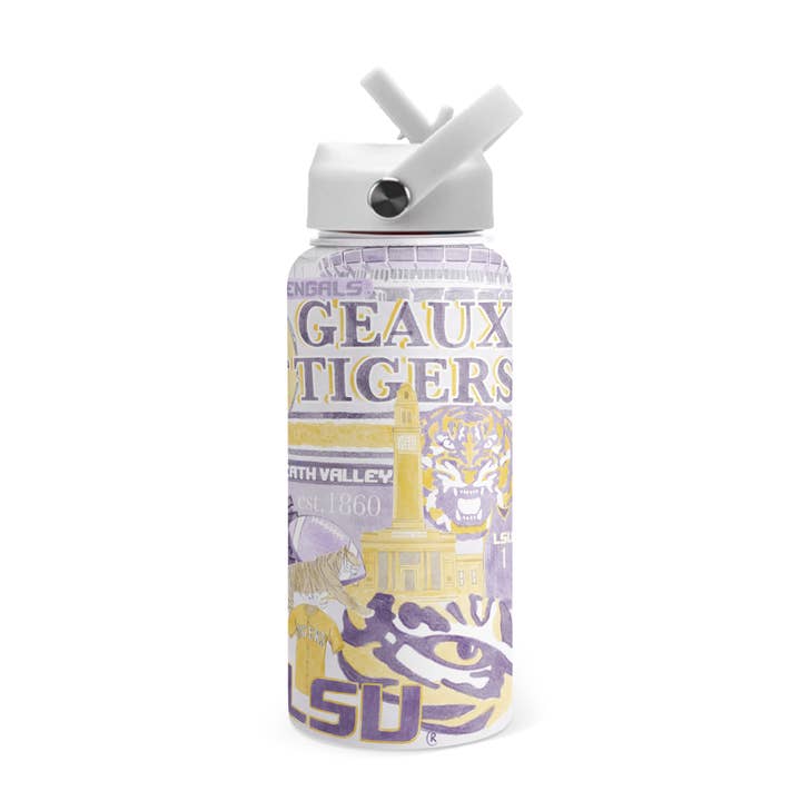 Gracefully Made Art - Wholesale Water Bottle - LSU 32 oz Insulated Water Bottle