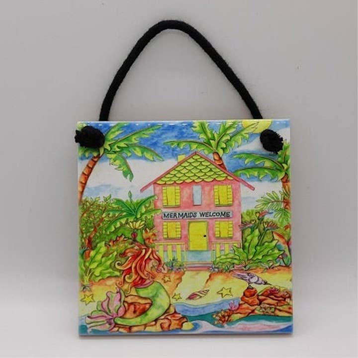 Meerjungfrauen Willkommen Keramikfliesen für den Großhandel von Florida Vibes Art / Mungo Key Designs