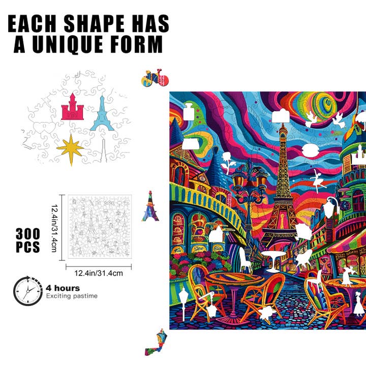 Trippy Puzzle Co – Engroshandel Puslespil - Voksen – Parisisk prisme træpuslespil 300PC2