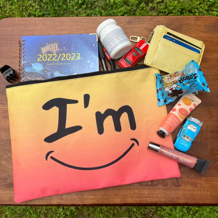 Happy Sunset Rejse Lynlås Tilbehør Organizer taske for engroshandel hos Pugs In Mugs Creations